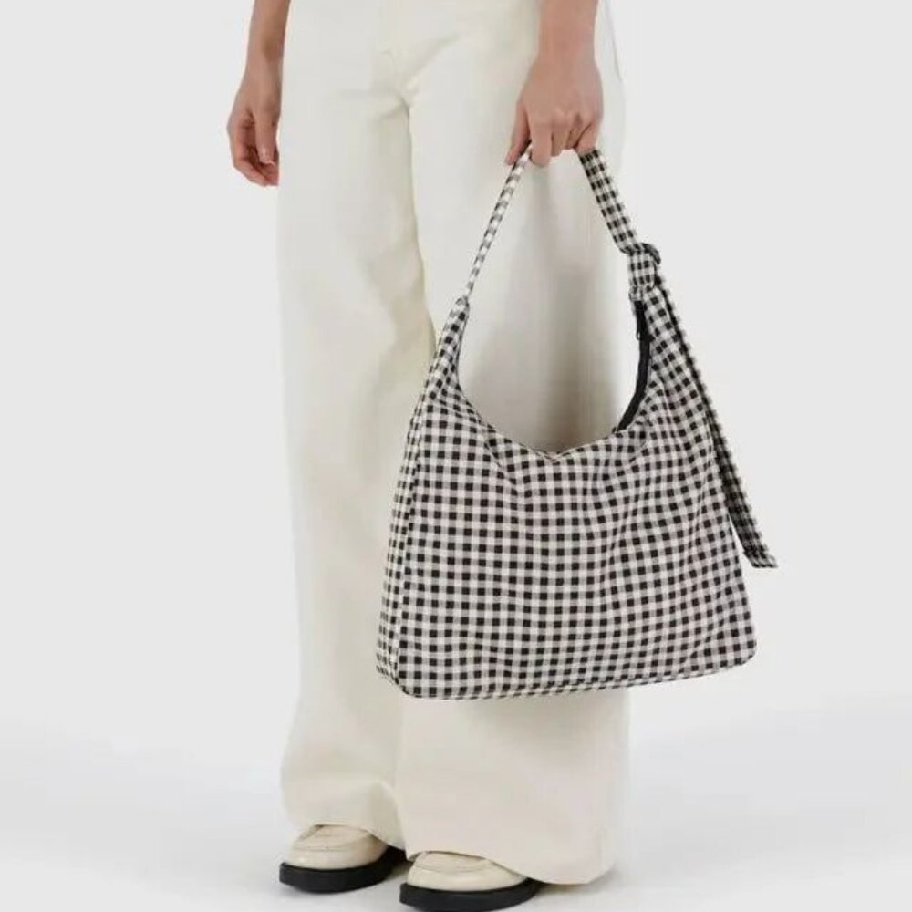 NWT Baggu Regular Shoulder Bag - Black & White Gingham - Picture 7 of 8